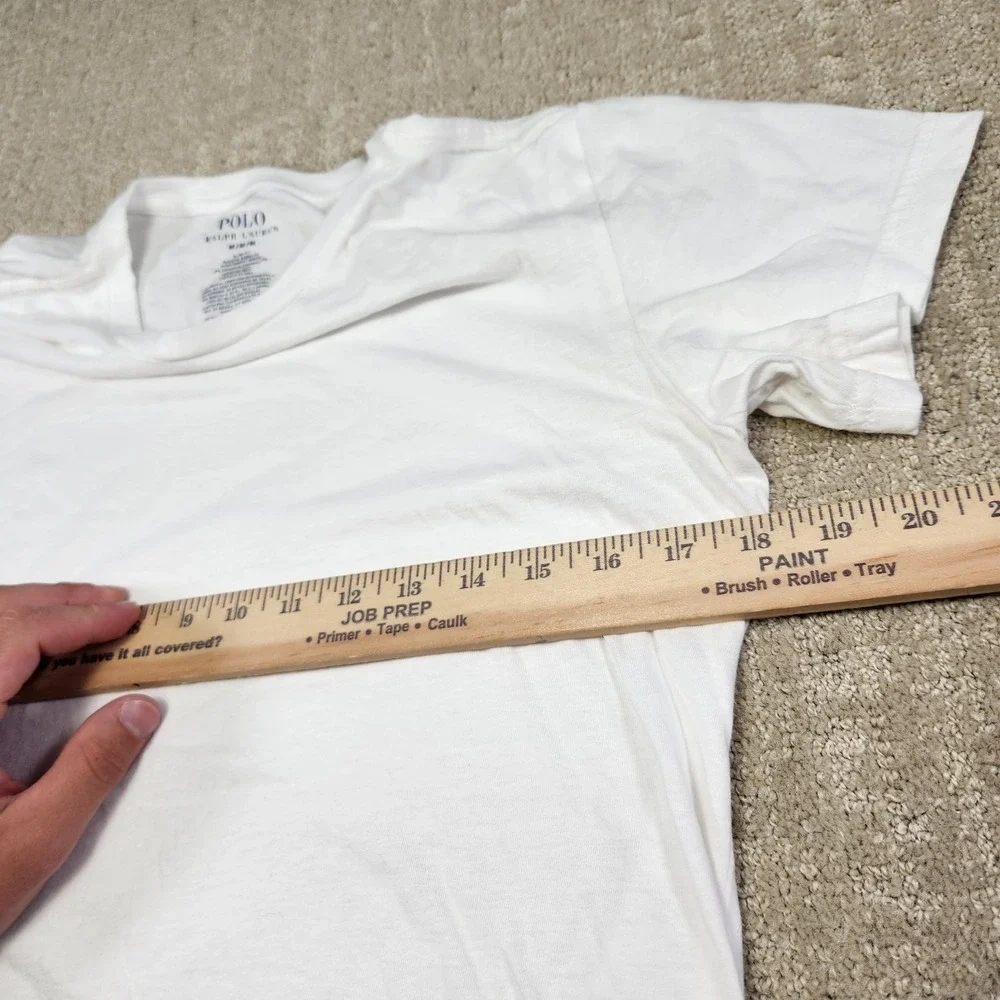 Polo Ralph Lauren Shirt Men Medium Slim Fit White Tee Pony Logo Cotton NEW